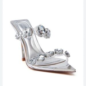Glamorous Silver Heels with Crystal Embellishments
